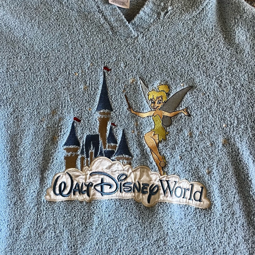 Disney World Blue Embroidered Sherpa Hoodie with Tinkerbell - Picture 2 of 5